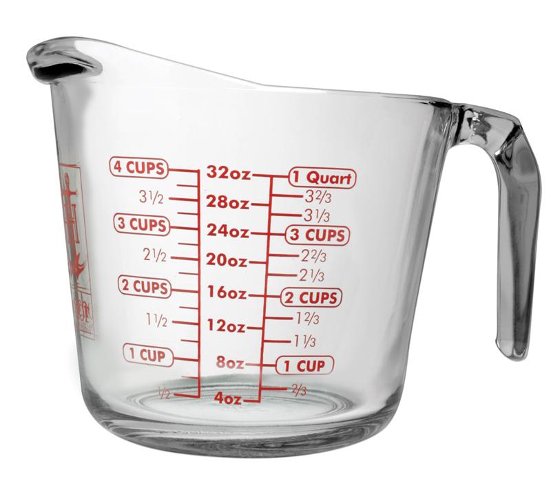 large kitchen glass measuring cup with