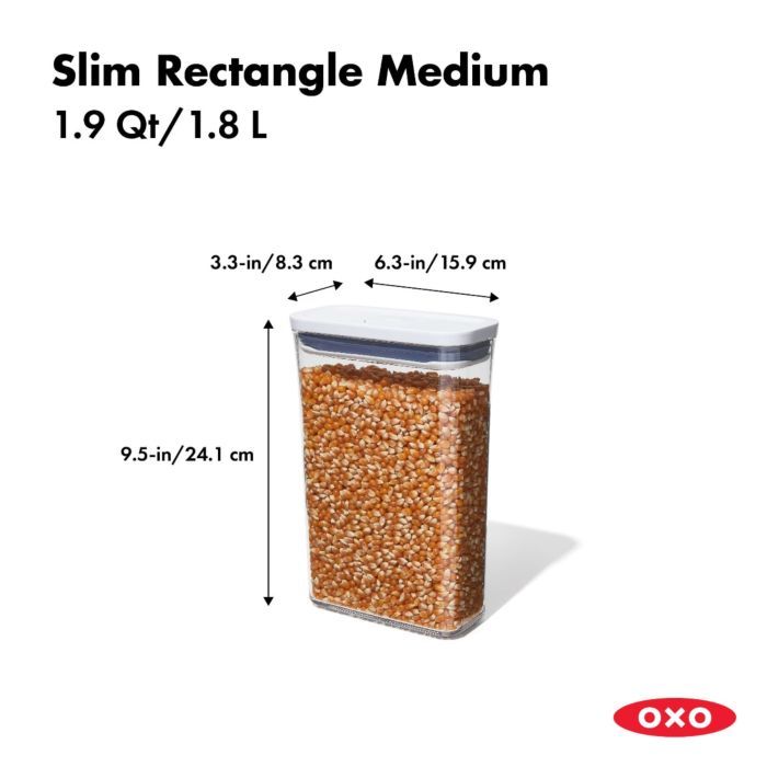 OXO POP Container, Slim Rectangle Medium 1.9 qt. - The Peppermill