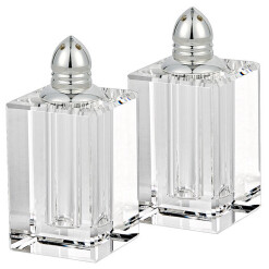 Salt and Pepper Shaker Tall Silver Crystal
