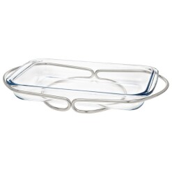 Silver Loop Glass Rectangular Baker
