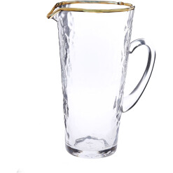 Pebble Glass Pitcher with Gold Rim