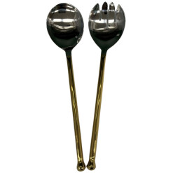 Smooth Gold Silver Stainless Pateesh Salad Servers