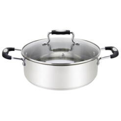 Urban Collection 5 Qt Stainless Steel Low Stockpot with Black Handles