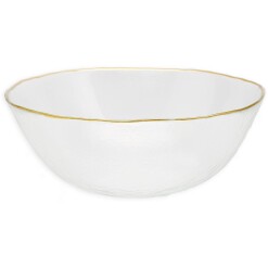 Deep Clear Salad Bowl with Gold Rim