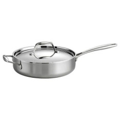 3 Qt Tri-Ply Clad Stainless Steel Covered Deep Sauté Pan