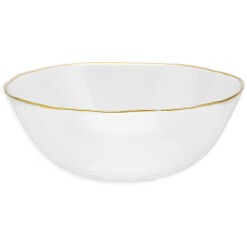 Fine Large Clear Salad Bowl Gold Rim