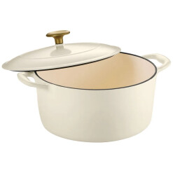 Latte Gold Knob 5.5 Qt Enameled Cast Iron Round Dutch Oven