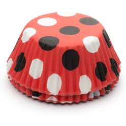 Red with Black Polka Dots Cupcake Cup