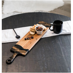 Wood Board Acacia 5x24 Resin Black Ember with Handle