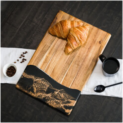 Wood Board Acacia 12x18 Resin Black Ember