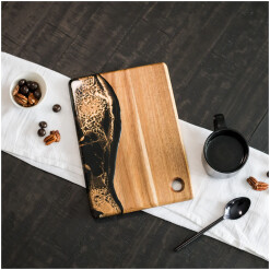 Wood Board Acacia 8x11 Resin Black Ember