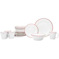 Dinnerware Bistro Red Band Porcelain 16 Pc