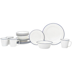Dinnerware Bistro Blue Band Porcelain 16 Pc