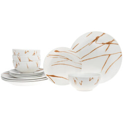 Dinnerware Boulon Silver Porcelain 12 Pc