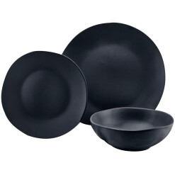 Dinnerware Aspero Black Stoneware 12 Pc