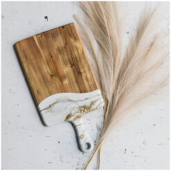 Wood Board Acacia 8x16 Resin Gold Quartz with Handle