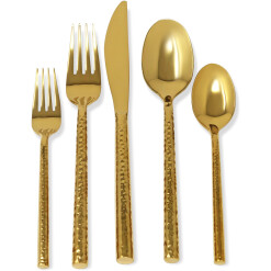 Flatware Vivience Pexo Hammered Full Gold 20 Pc Set