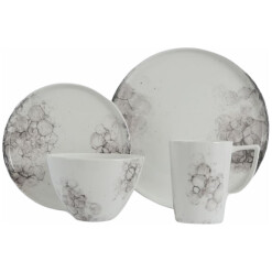 Dinnerware Raindrop Black Porcelain 16 Pc