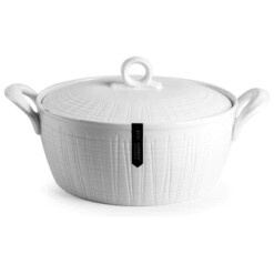 Ceramic Baker Linen White Covered Casserole