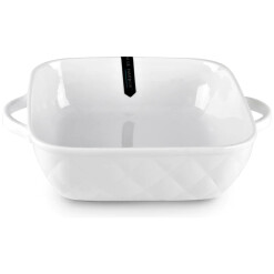 Quilted Baker White Square  1 Qt