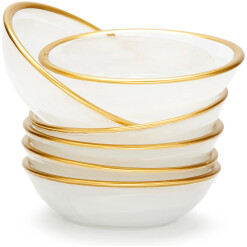 Dip Bowls Alabaster Gold Edge Set of 6