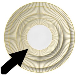 Dinnerware Accent Plate 6.5" Set of 4 Gold Stripe Rim