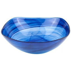 Bowl Square Alabaster Cobalt Blue