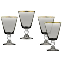 Vitolo Gold Rim Smoke Goblet, Set of 4