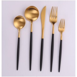 Flatware Vikko Vera Gold With Black Handle 20 Pc Set