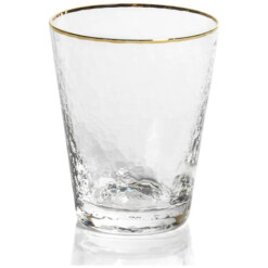 Negroni Glass Tumbler Hammerred Gold Edge