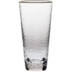 Glass Tumbler Hammered Gold Rim