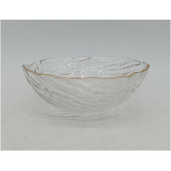 Glass Swirl Bowl Gold Edge