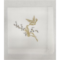 Dinner Napkin  Metallic Bird Set Of 4