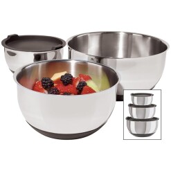 SS Bowl Set Non slip with lids