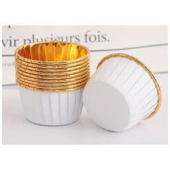 Baking Cups White & Gold Round 12 pack