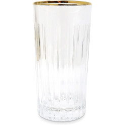 Glass Tumbler Linear W/ Gold Rim Set Of 6