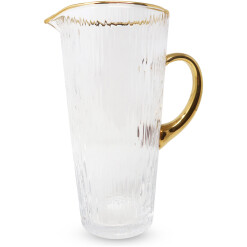 Glass Pitcher Lines & Gold Handle