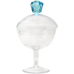 Footed Round Cookie Jar Blue Crystal