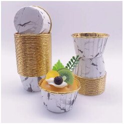 Baking Cups Black & White Marble Round 12 pack