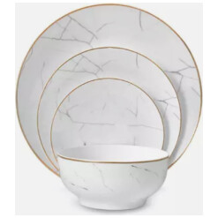 Dinnerware Carrara Marble 16 Pc