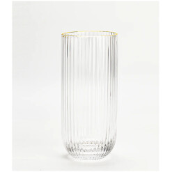 Glass Tumbler Gold Rim Ribbed Glass Set Of 6