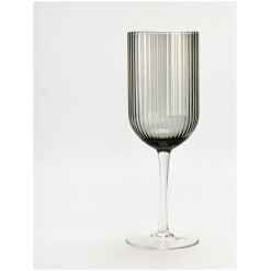 Glass Stemware Grey Ribbed Set Of 6