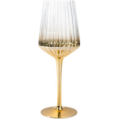 Glass Wine Glass Elegant Gold Base 16 oz.