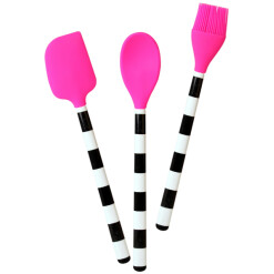 Silicone Utensil 3-Piece Set Black & White Stripe