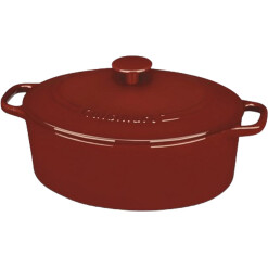 Cuisinart Cast Iron OVAL Dutch Oven 5 Qt Casserole Red