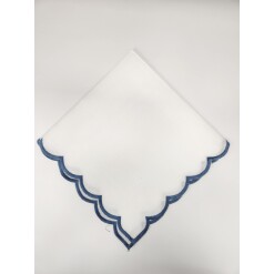 Dinner Napkin Scalloped Set 4 Blue