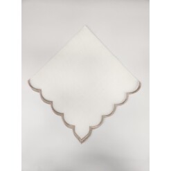 Dinner Napkin Scalloped Set 4 Mocha