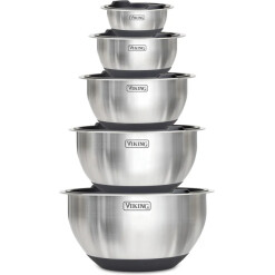 SS 10 Pc Bowl Set Non Slip & Lids Black