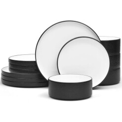 Noritake Dinnerware Colortex Stone Black 12 Pc Set