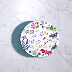 Placemat Round VIDA Croc Butterfly/Blue Set Of 4